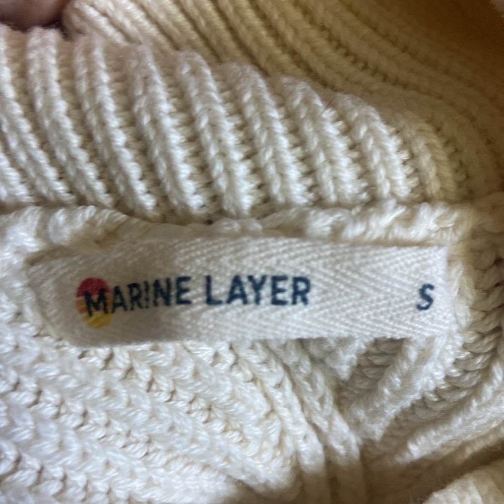 Marine Layer Cream Crew Neck Sweater EUC - Picture 4 of 5